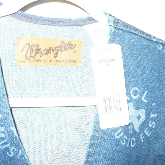 Wrangler Denim Vest ACL Music Fest Austin City Limits Fashion Cool Medium NEW - Picture 3 of 5